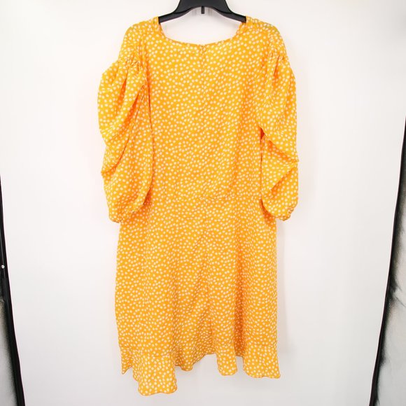 Boohoo Mustard Yellow Daisy Wrap Dress Size 18 New with Tags - Picture 7 of 7